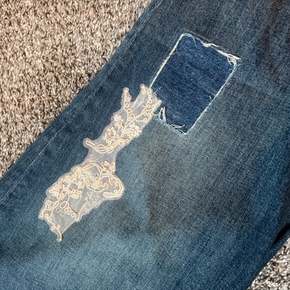 RALPH LAUREN LADIES EMBROIDERY RELAXED TAPER DENIM JEANS - Picture 6 of 8